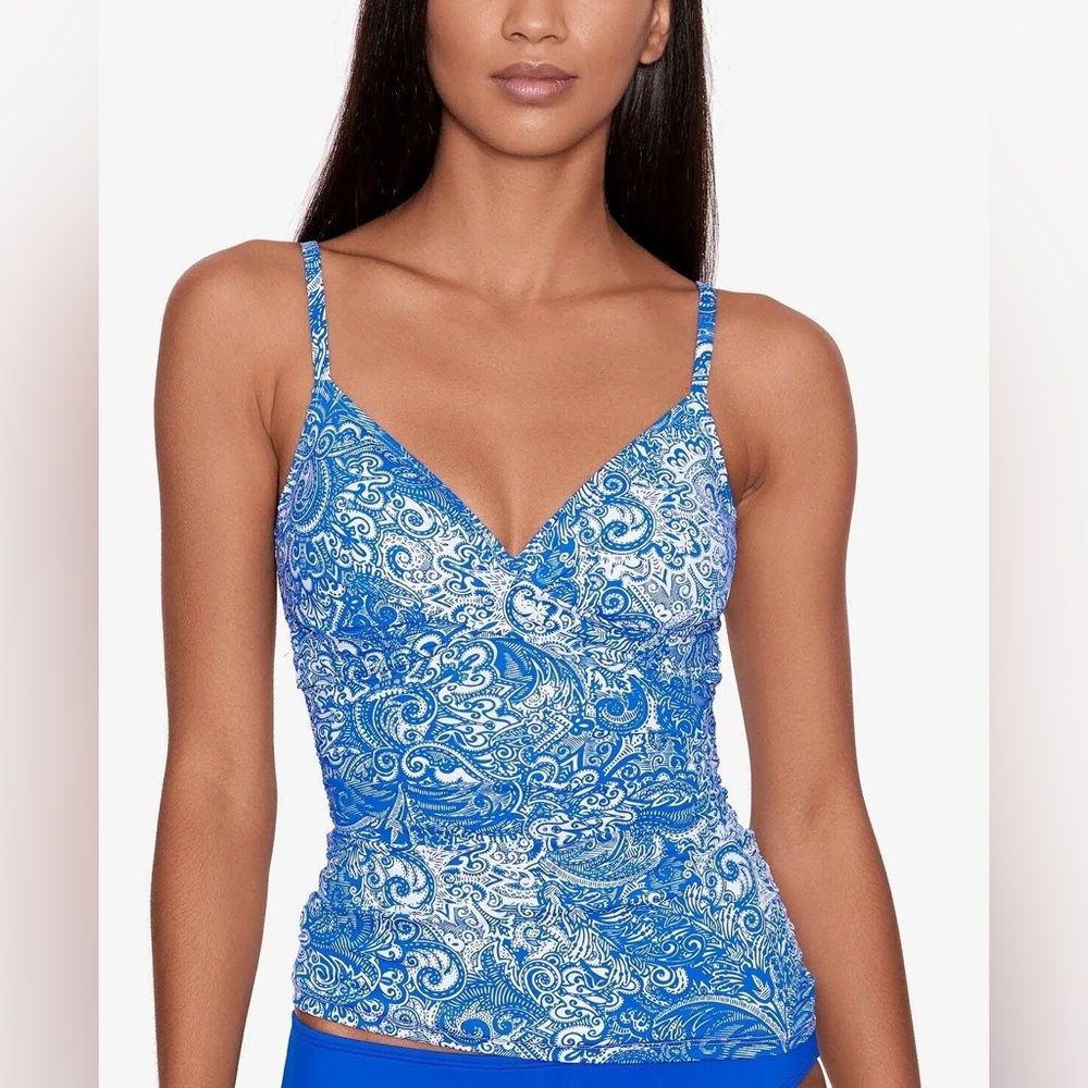 Lauren Ralph Lauren Women's Blue Underwire Tummy Control Tankini Top 10